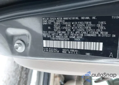 2005 Toyota Tundra Limited V8 from USA, damaged, VIN 5TBDT48185S475910
